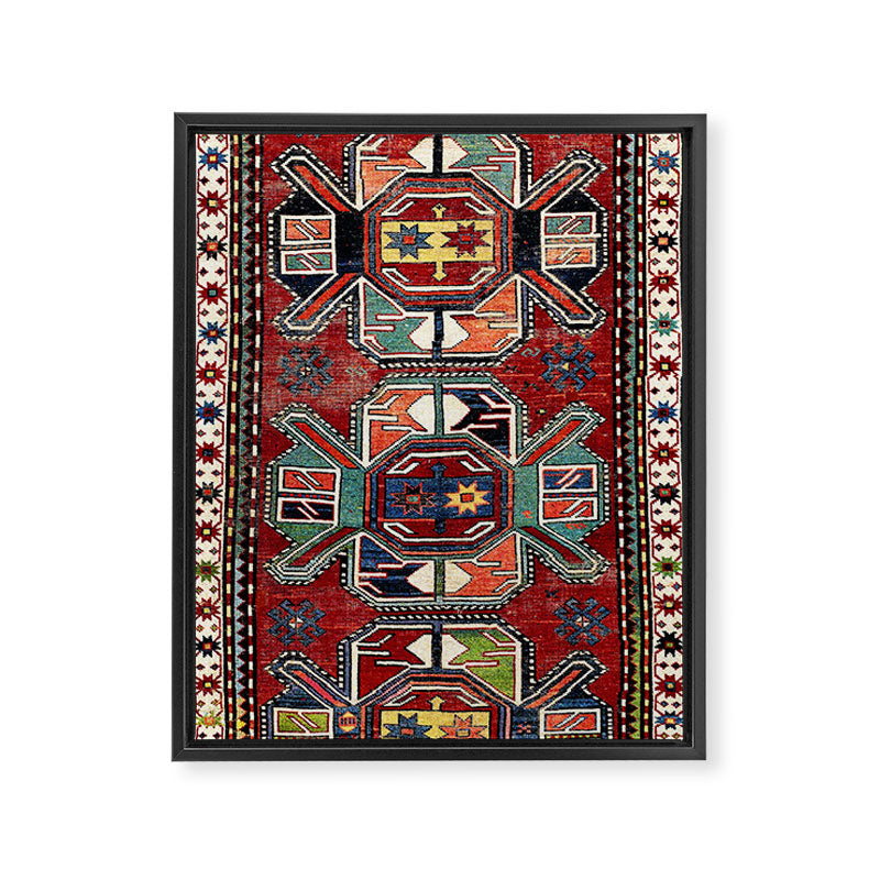 Karabagh Antique Azerbaijan South Caucasus Rug Print Framed Canvas Print Gallery Image 3
