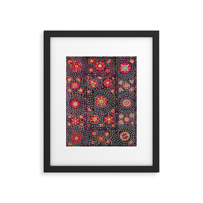 Karshi  Suzani  Antique Uzbekistan Embroidery Print Framed Art Print Gallery Image 1