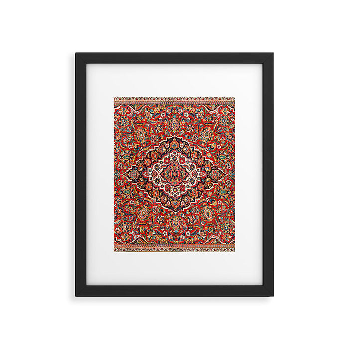 Kashan  Antique Central Persian Rug Print Framed Art Print Gallery Image 1