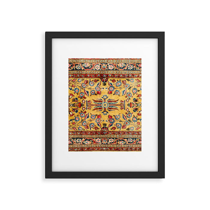 Kashan  Antique  Persian Rug Print Framed Art Print Gallery Image 1