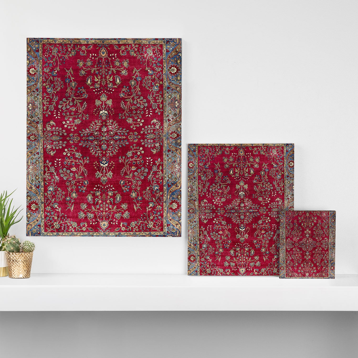 Kashan Central Persian Silk Rug Print Canvas Print Gallery Image 3