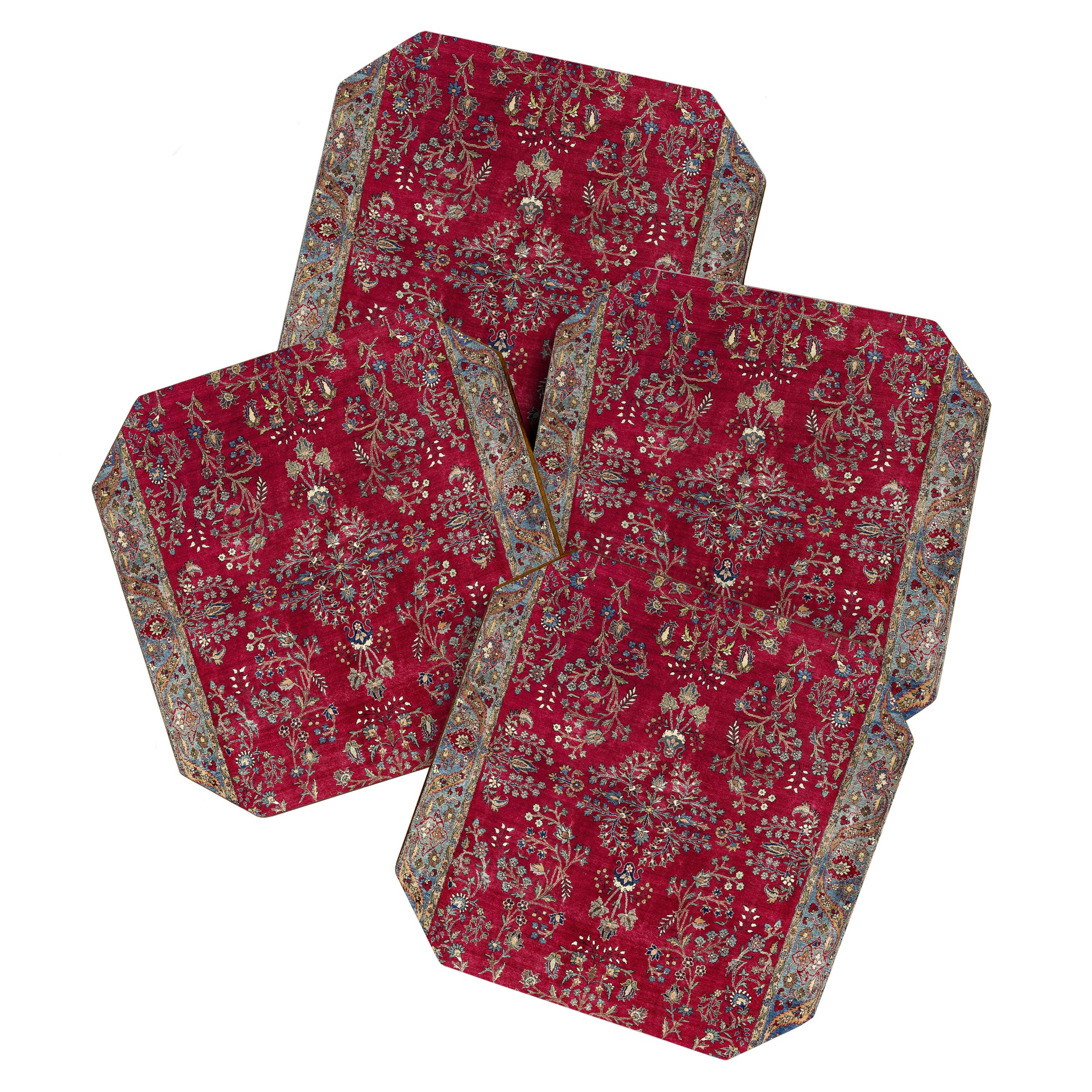 Kashan Central Persian Silk Rug Print Coaster Gallery Image 1