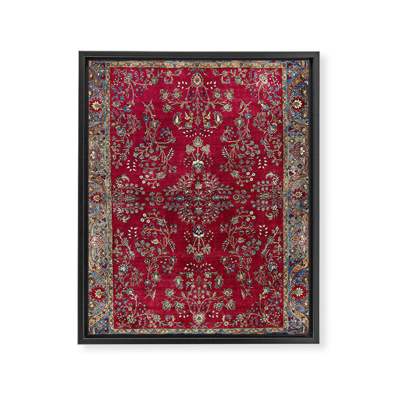 Kashan Central Persian Silk Rug Print Framed Canvas Print Gallery Image 6