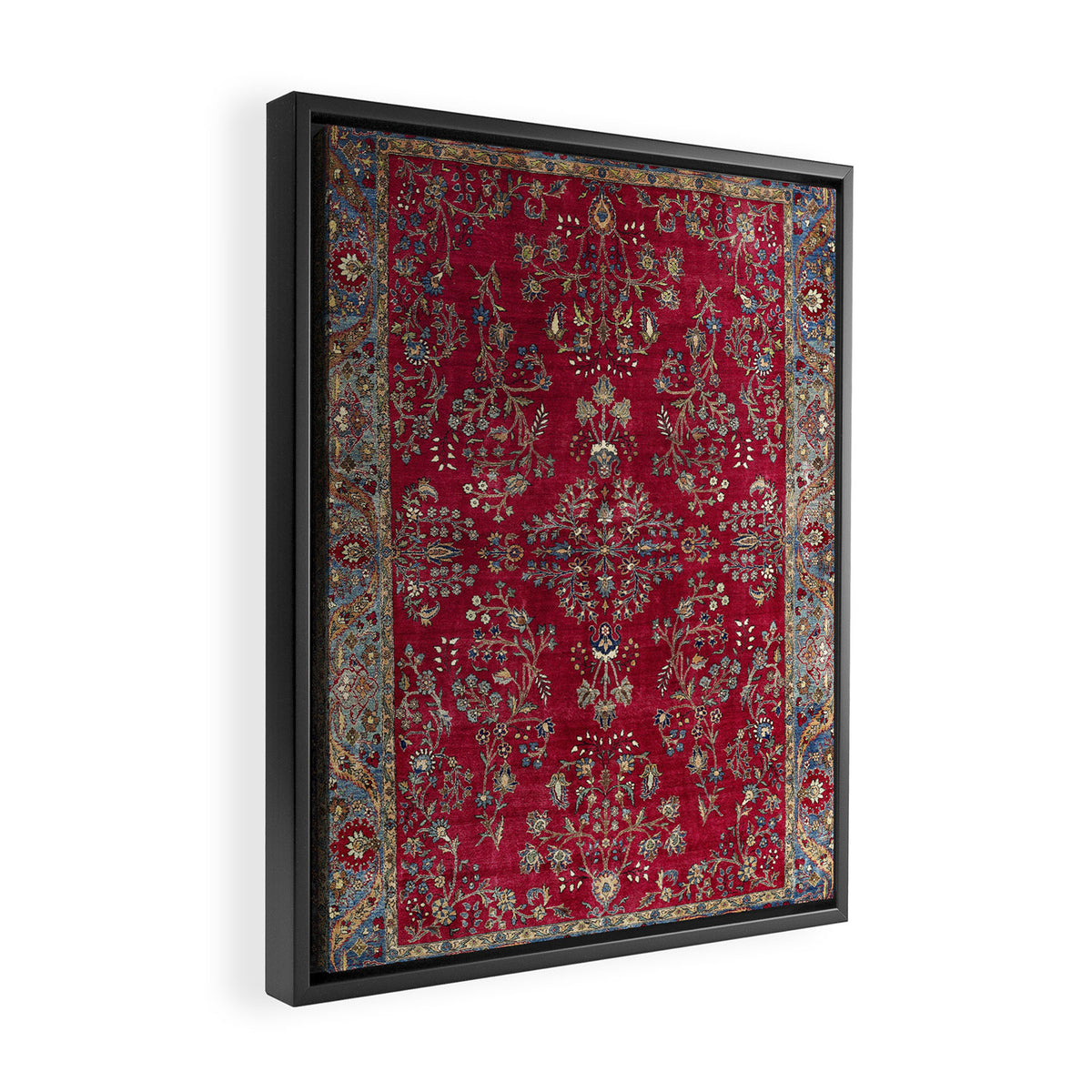 Kashan Central Persian Silk Rug Print Framed Canvas Print Gallery Image 2