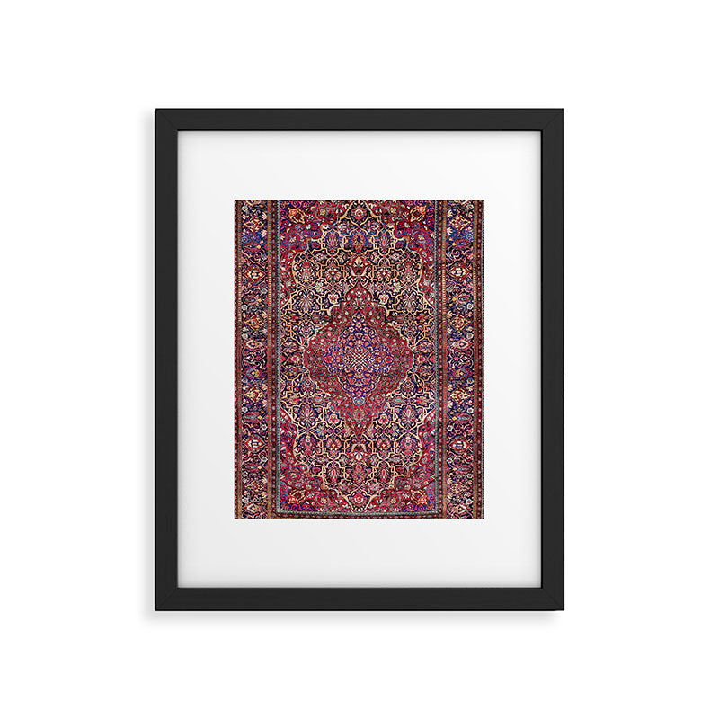 Kashan Central Persian Silk Rug Print Framed Art Print Gallery Image 5