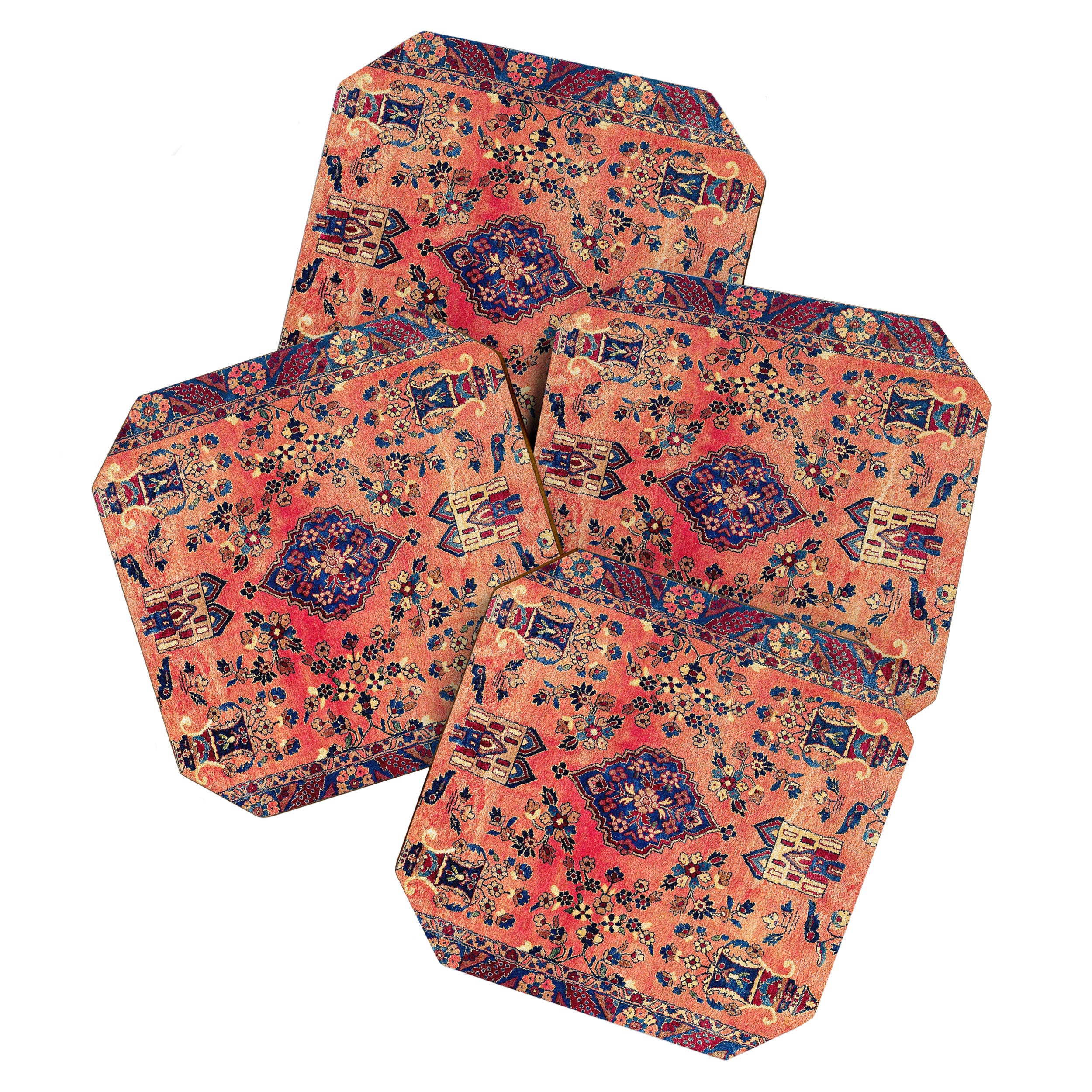 Kashan Central Persian Silk Rug Print Coaster Gallery Image 1