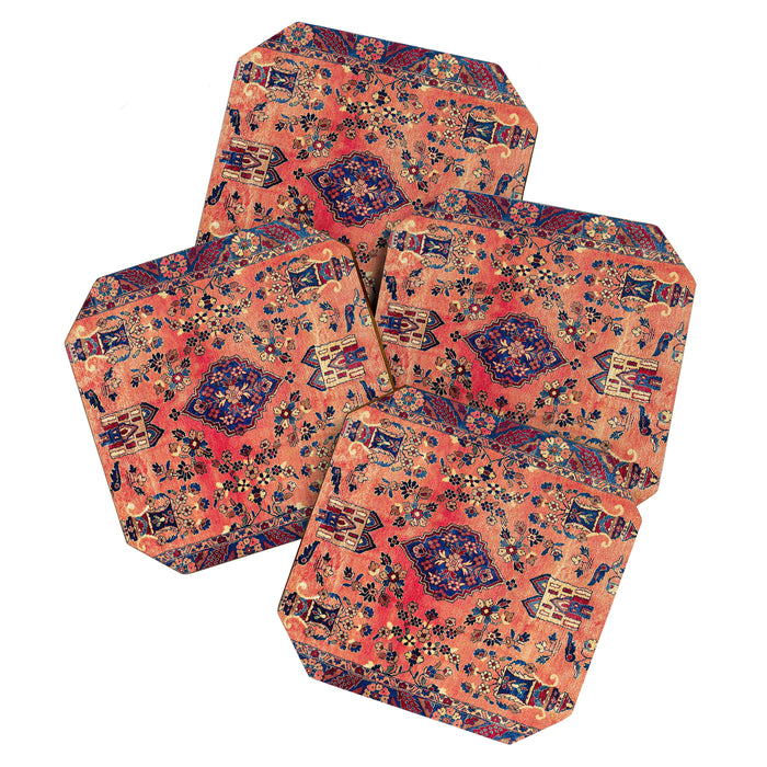 Kashan Central Persian Silk Rug Print Coaster Gallery Image 1