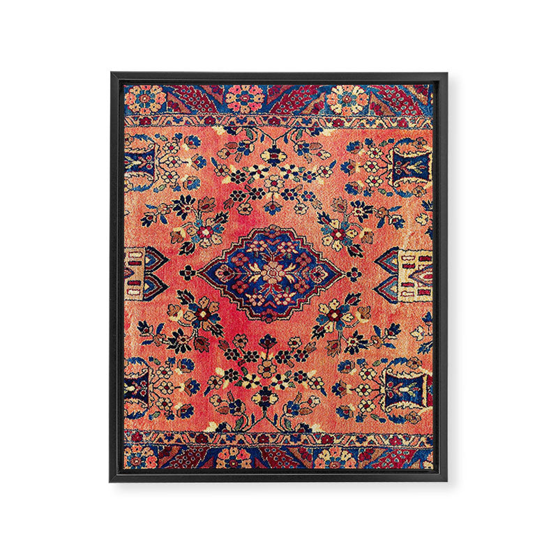 Kashan Central Persian Silk Rug Print Framed Canvas Print Gallery Image 3