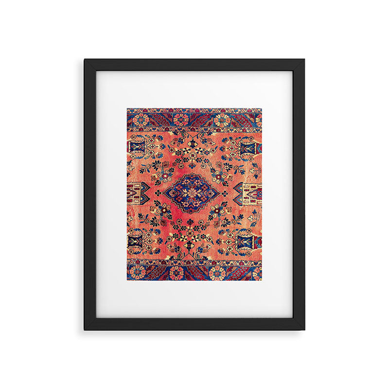 Kashan Central Persian Silk Rug Print Framed Art Print Gallery Image 4
