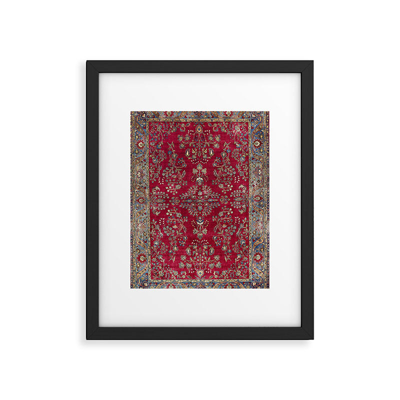 Kashan Central Persian Silk Rug Print Framed Art Print Gallery Image 4