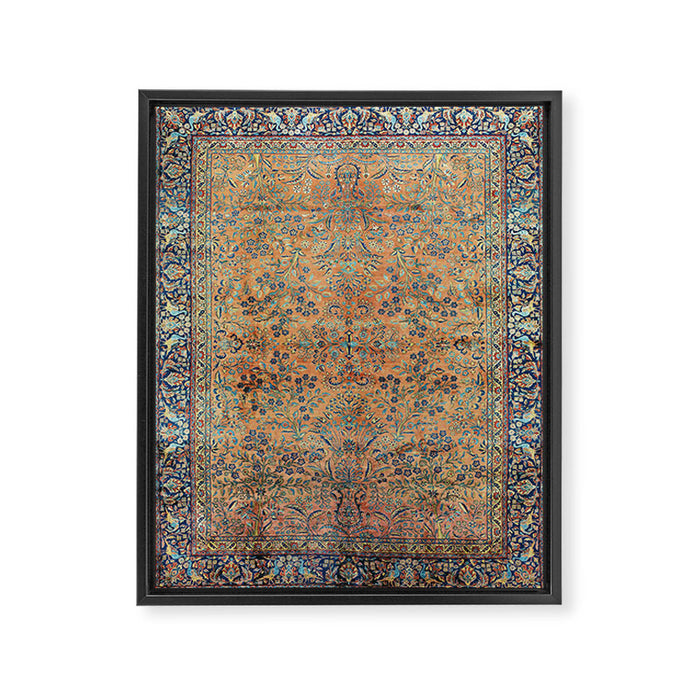 Kashan Floral Persian Carpet Print Framed Canvas Print Gallery Image 1