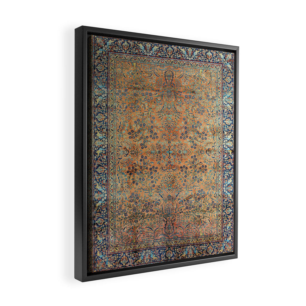 Kashan Floral Persian Carpet Print Framed Canvas Print Gallery Image 2