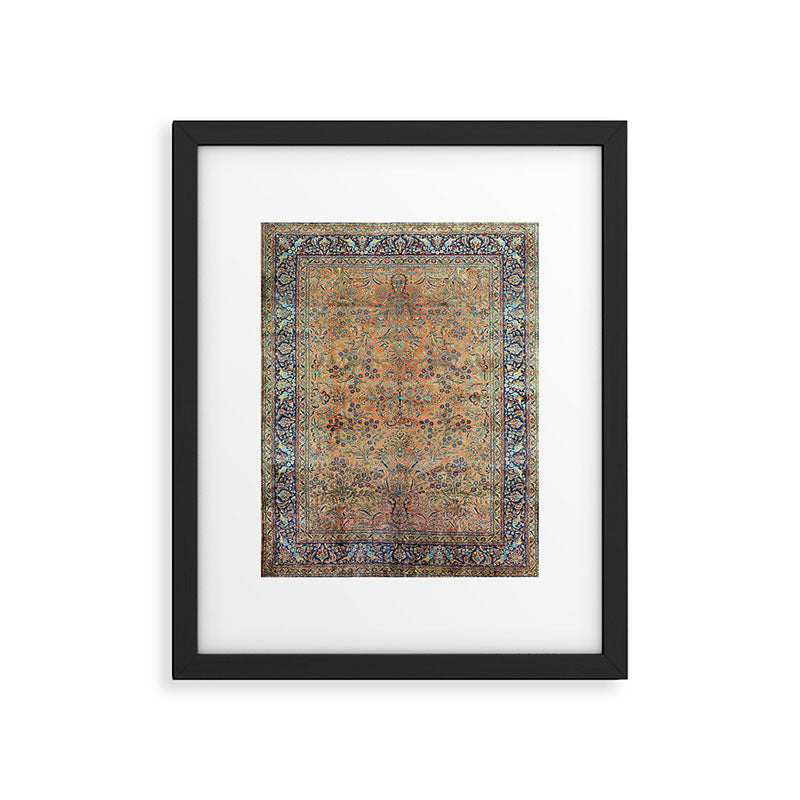 Kashan Floral Persian Carpet Print Framed Art Print Gallery Image 4