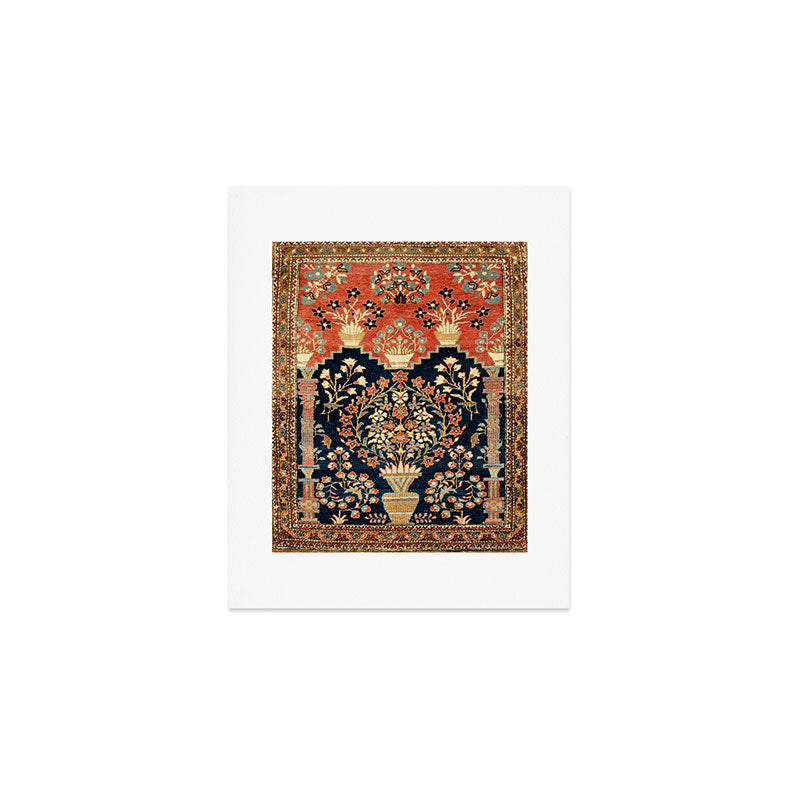 Kashan Poshti  Antique Central Persian Rug Print Art Print Gallery Image 1