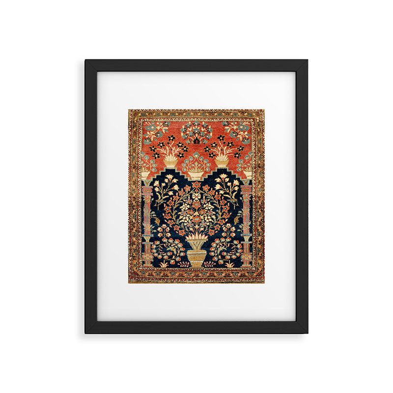 Kashan Poshti  Antique Central Persian Rug Print Framed Art Print Gallery Image 4