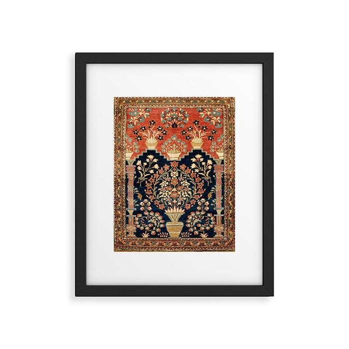Kashan Poshti  Antique Central Persian Rug Print Framed Art Print Gallery Image 1