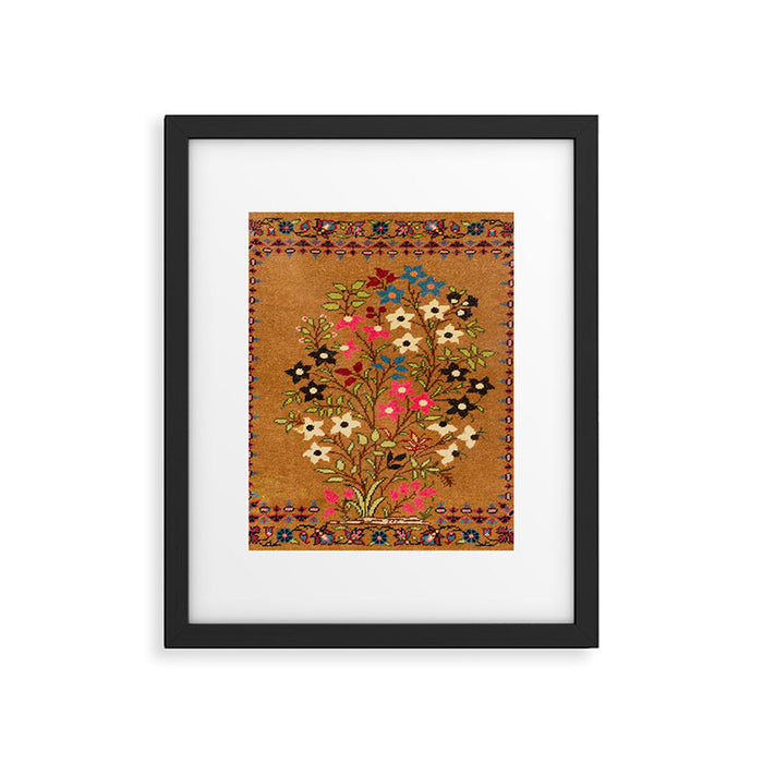 Kashan Vintage Central Persian Mat Print Framed Art Print Gallery Image 1