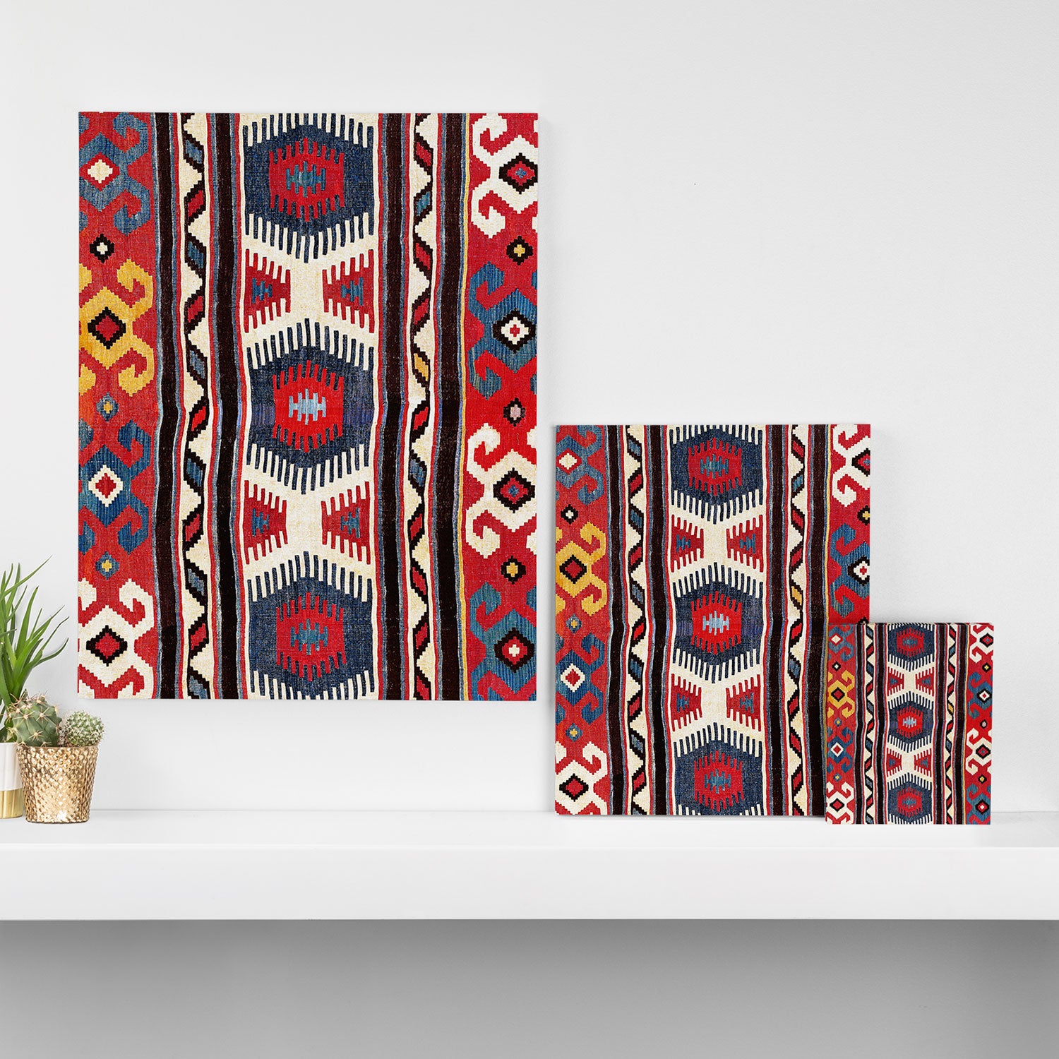 Kazak  Antique Southwest Caucasus Kilim Print Canvas Print Gallery Image 3