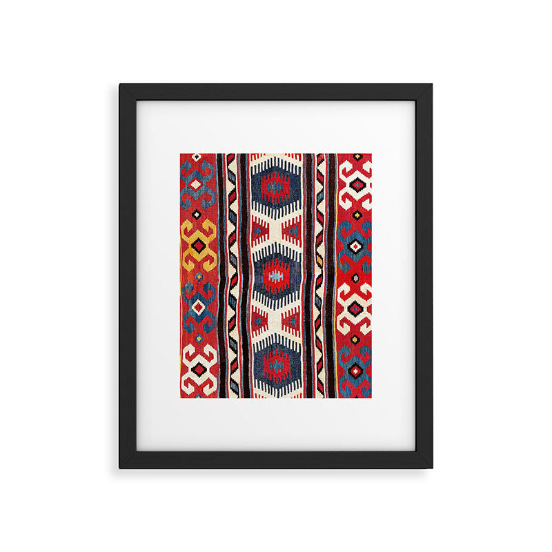 Kazak  Antique Southwest Caucasus Kilim Print Framed Art Print Gallery Image 5
