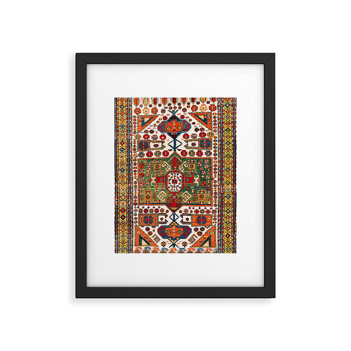 Kazak Antique Southwest Caucasus Rug Print Framed Art Print Gallery Image 1