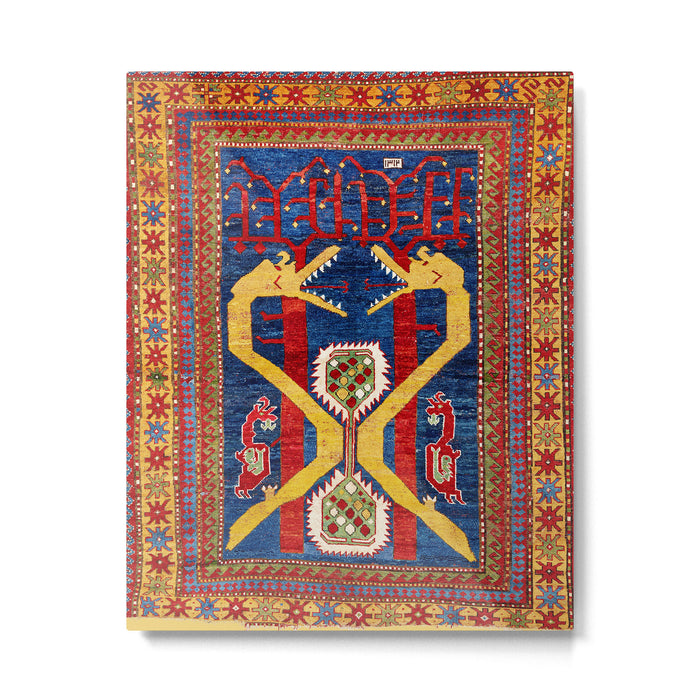 Kazak Southwest Caucasus Antique Rug Print With Snakes Metal Print Gallery Image 1