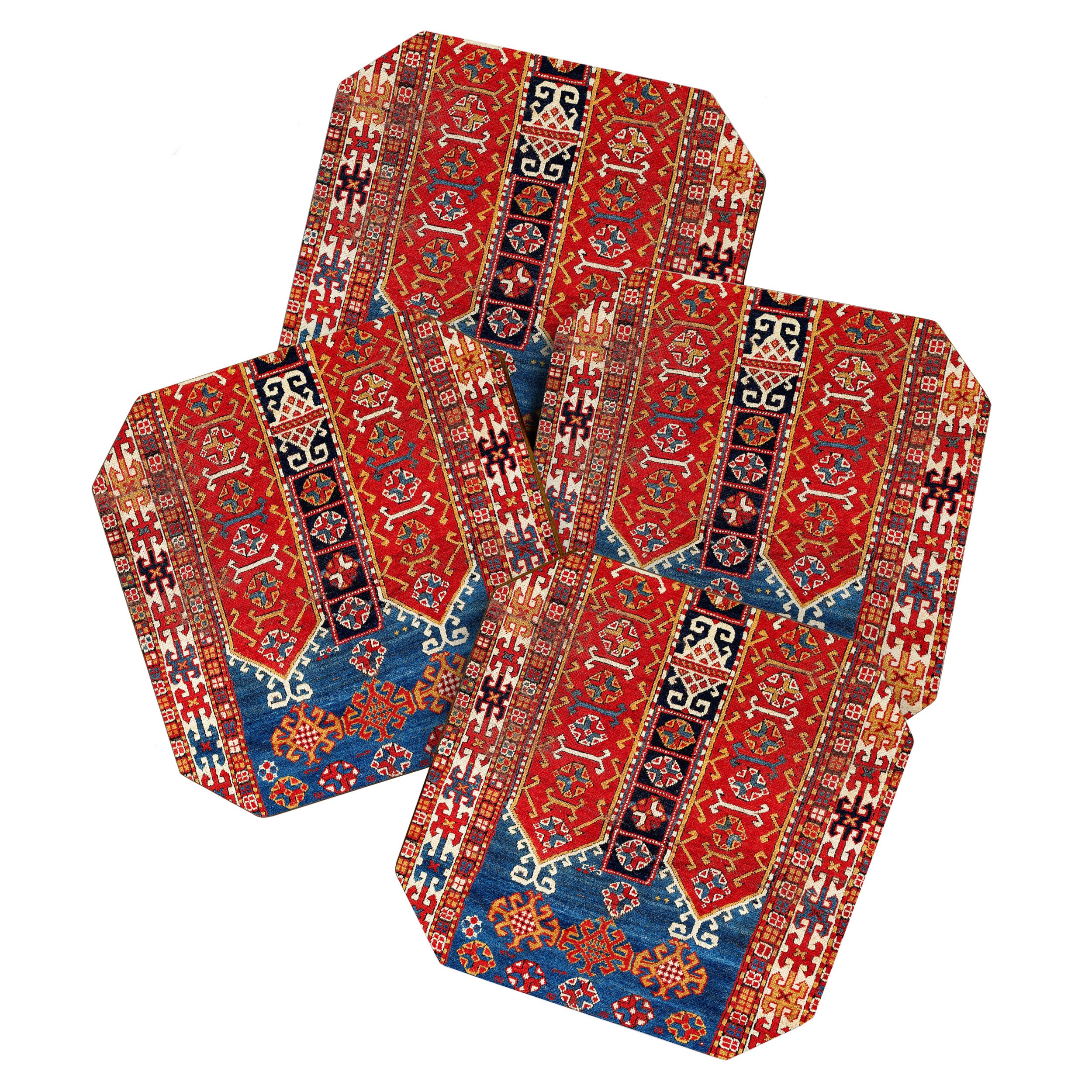 Kazak Southwest Caucasus Carpet Fragment Print Coaster Gallery Image 1