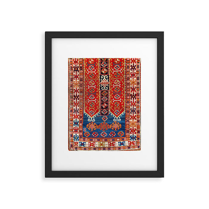 Kazak Southwest Caucasus Carpet Fragment Print Framed Art Print Gallery Image 1