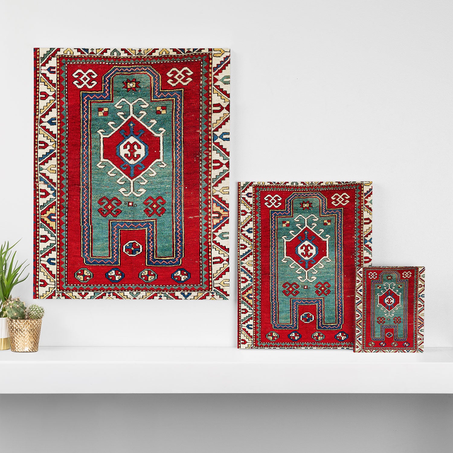 Kazak Southwest Caucasus Prayer Rug Print Canvas Print Gallery Image 3