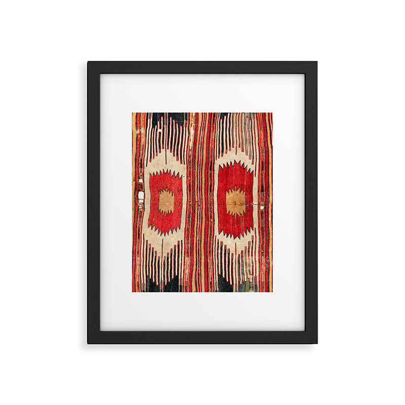 Keles  Antique Balikesir Turkish Kilim Print Framed Art Print Gallery Image 4