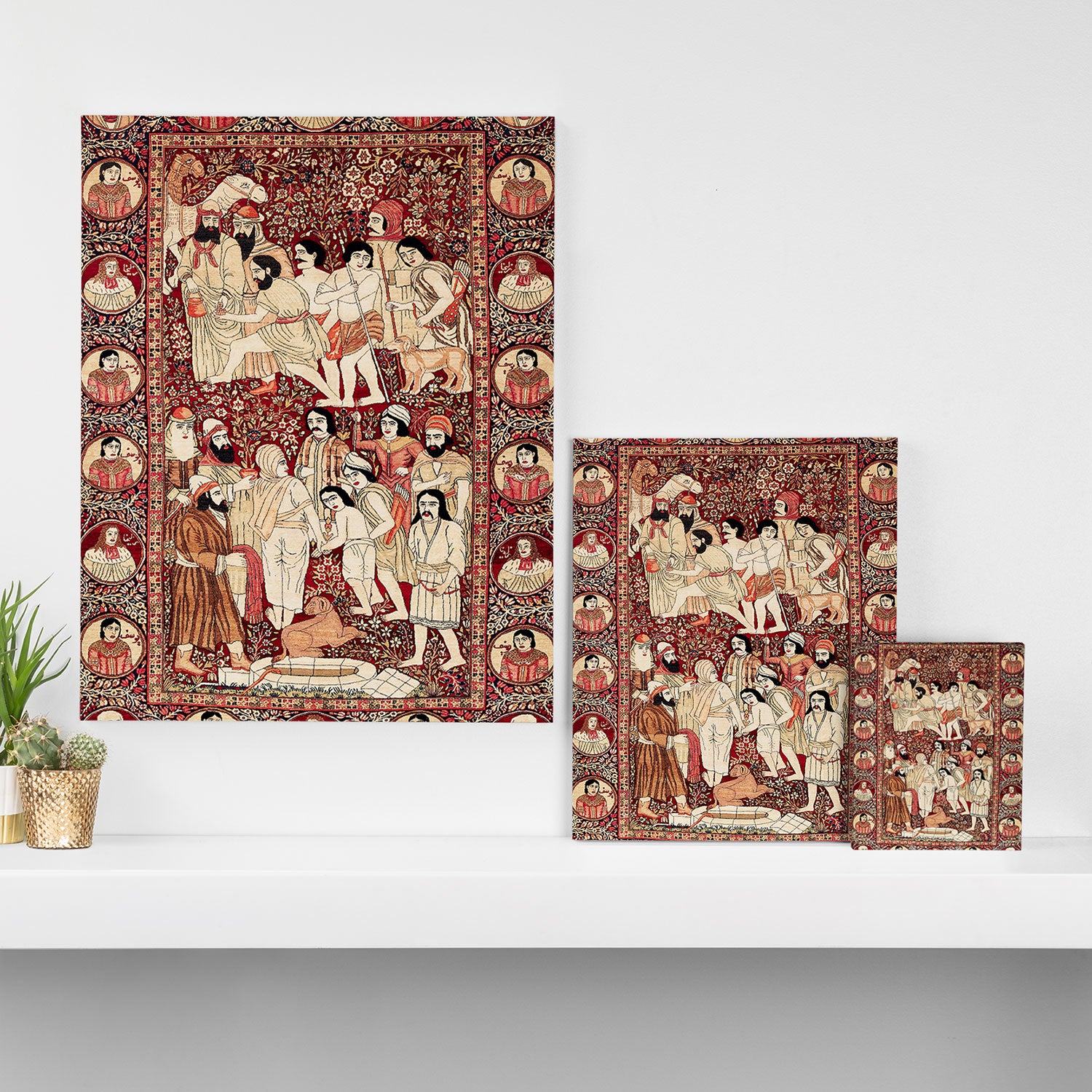Kerman South Persian Pictorial Rug with Joseph Canvas Print Gallery Image 3
