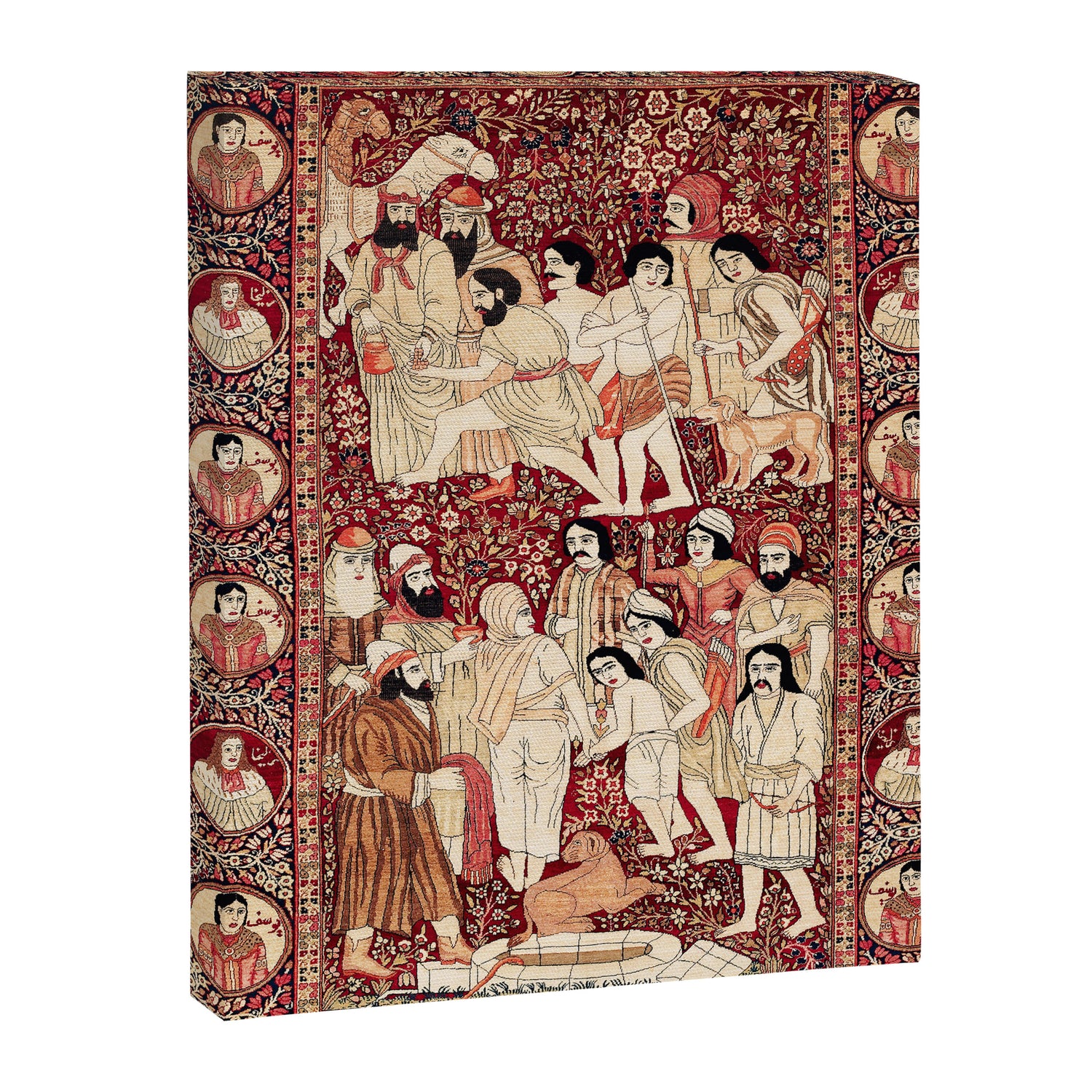 Kerman South Persian Pictorial Rug with Joseph Canvas Print Gallery Image 3