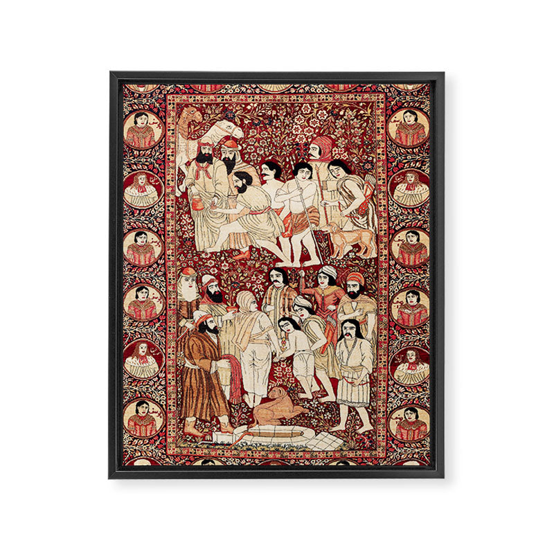 Kerman South Persian Pictorial Rug with Joseph Framed Canvas Print Gallery Image 3