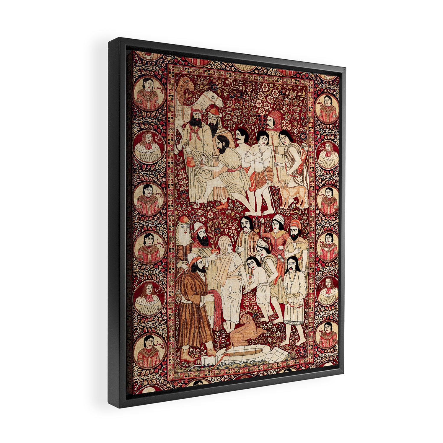 Kerman South Persian Pictorial Rug with Joseph Framed Canvas Print Gallery Image 2