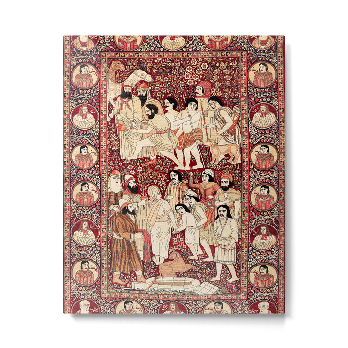 Kerman South Persian Pictorial Rug with Joseph Metal Print Gallery Image 1