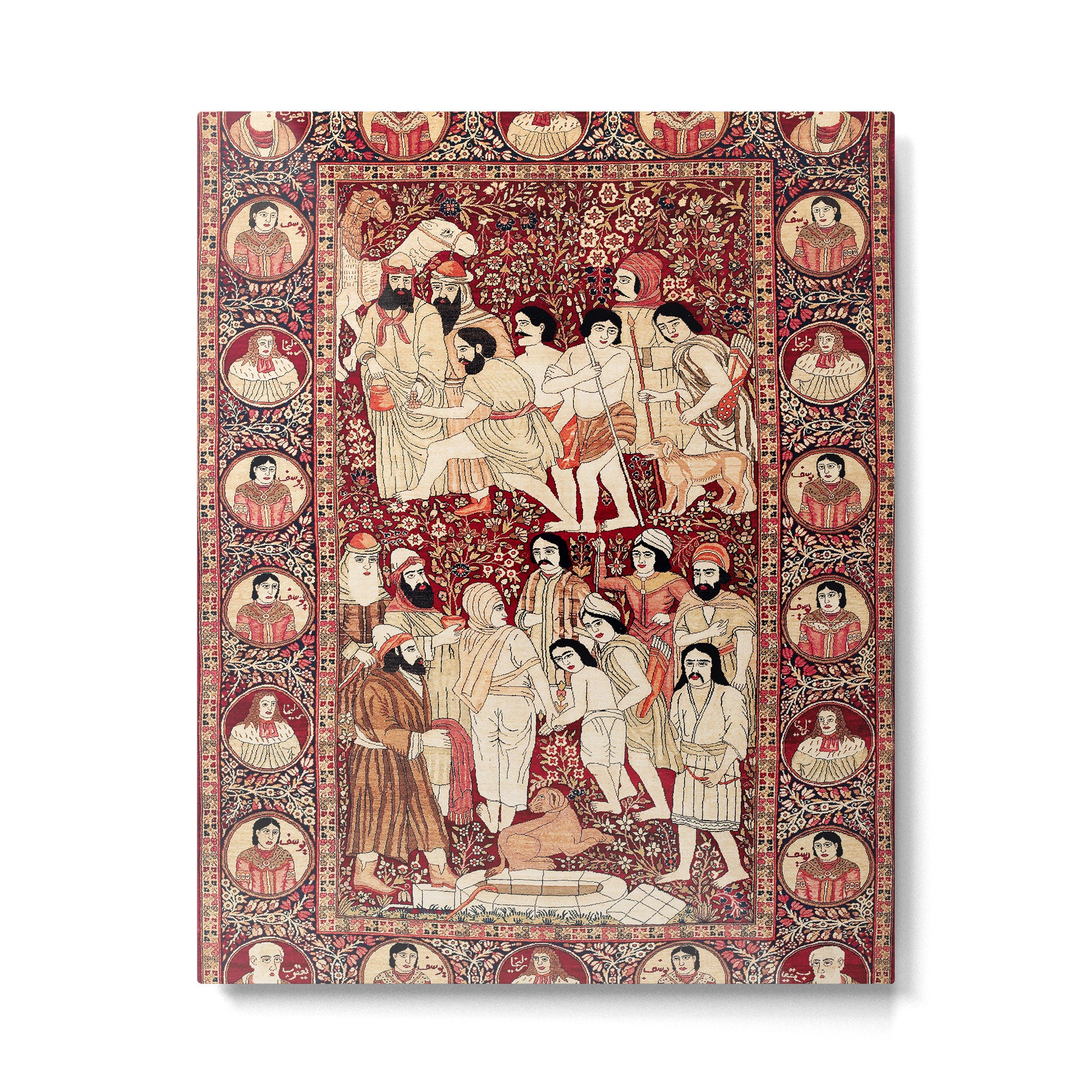 Kerman South Persian Pictorial Rug with Joseph Metal Print Gallery Image 4