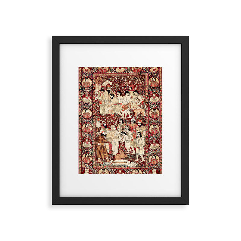 Kerman South Persian Pictorial Rug with Joseph Framed Art Print Gallery Image 4