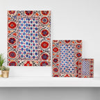 Kermina Nim Suzani  Antique Uzbekistan Embroidery Print Canvas Print Gallery Image 3
