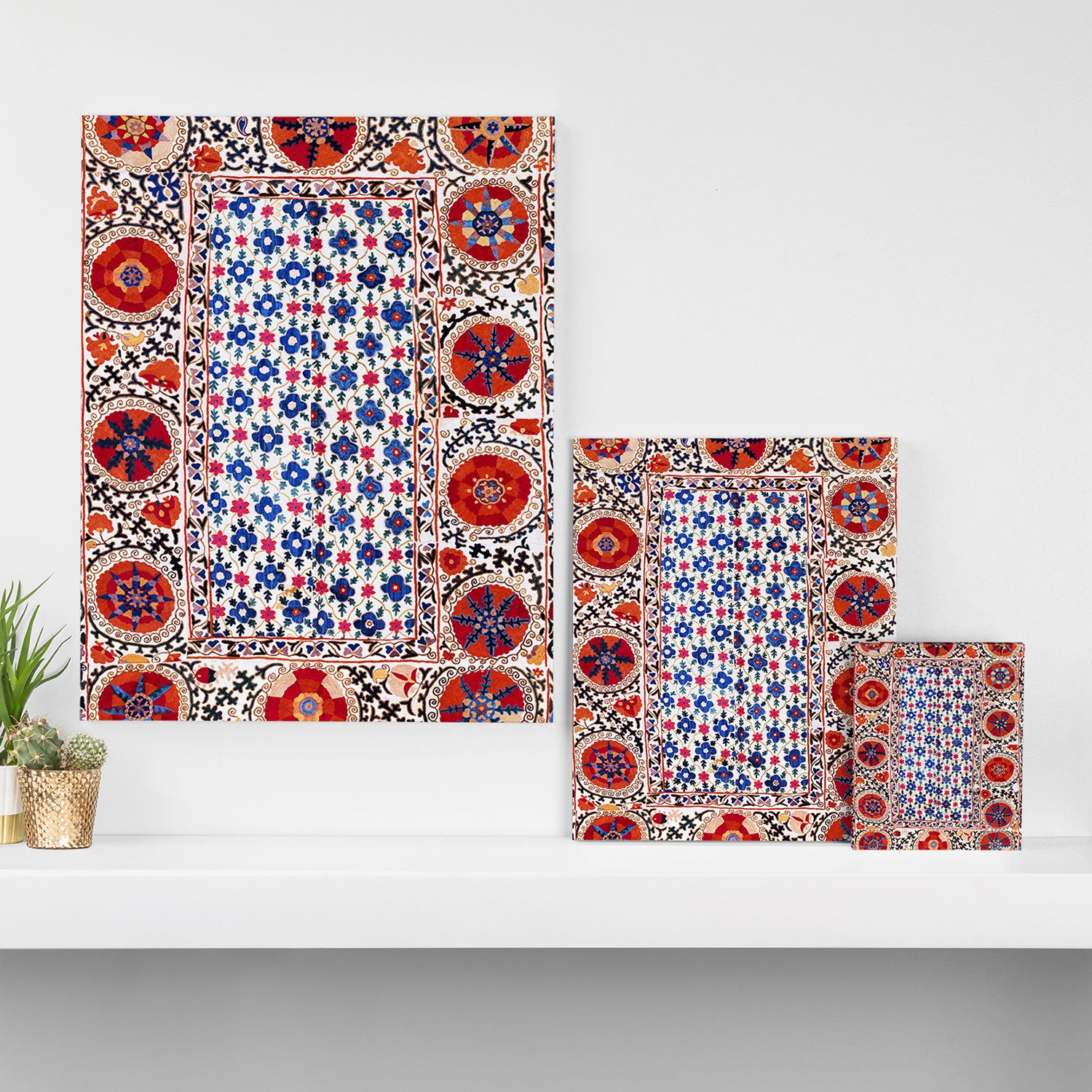 Kermina Nim Suzani  Antique Uzbekistan Embroidery Print Canvas Print Gallery Image 3