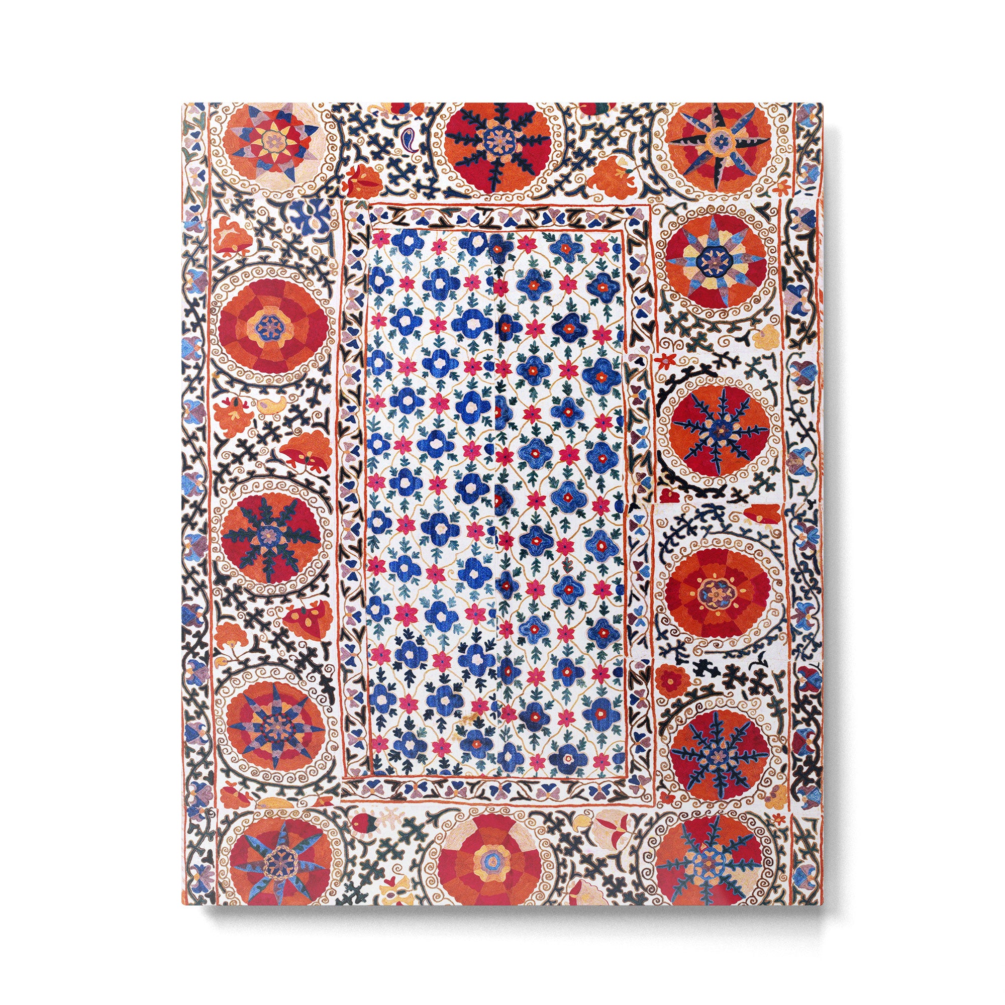 Kermina Nim Suzani  Antique Uzbekistan Embroidery Print Metal Print Gallery Image 4