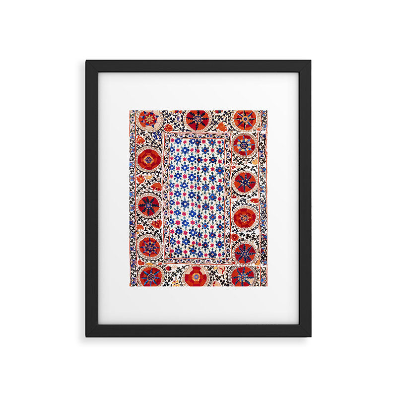 Kermina Nim Suzani  Antique Uzbekistan Embroidery Print Framed Art Print Gallery Image 5