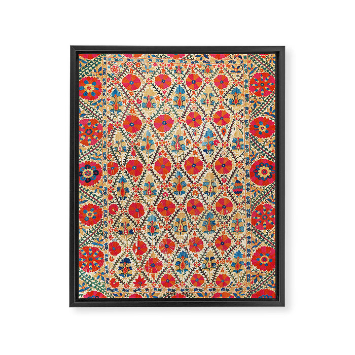 Kermina Suzani Bokhara Uzbekistan Embroidery Print Framed Canvas Print Gallery Image 1