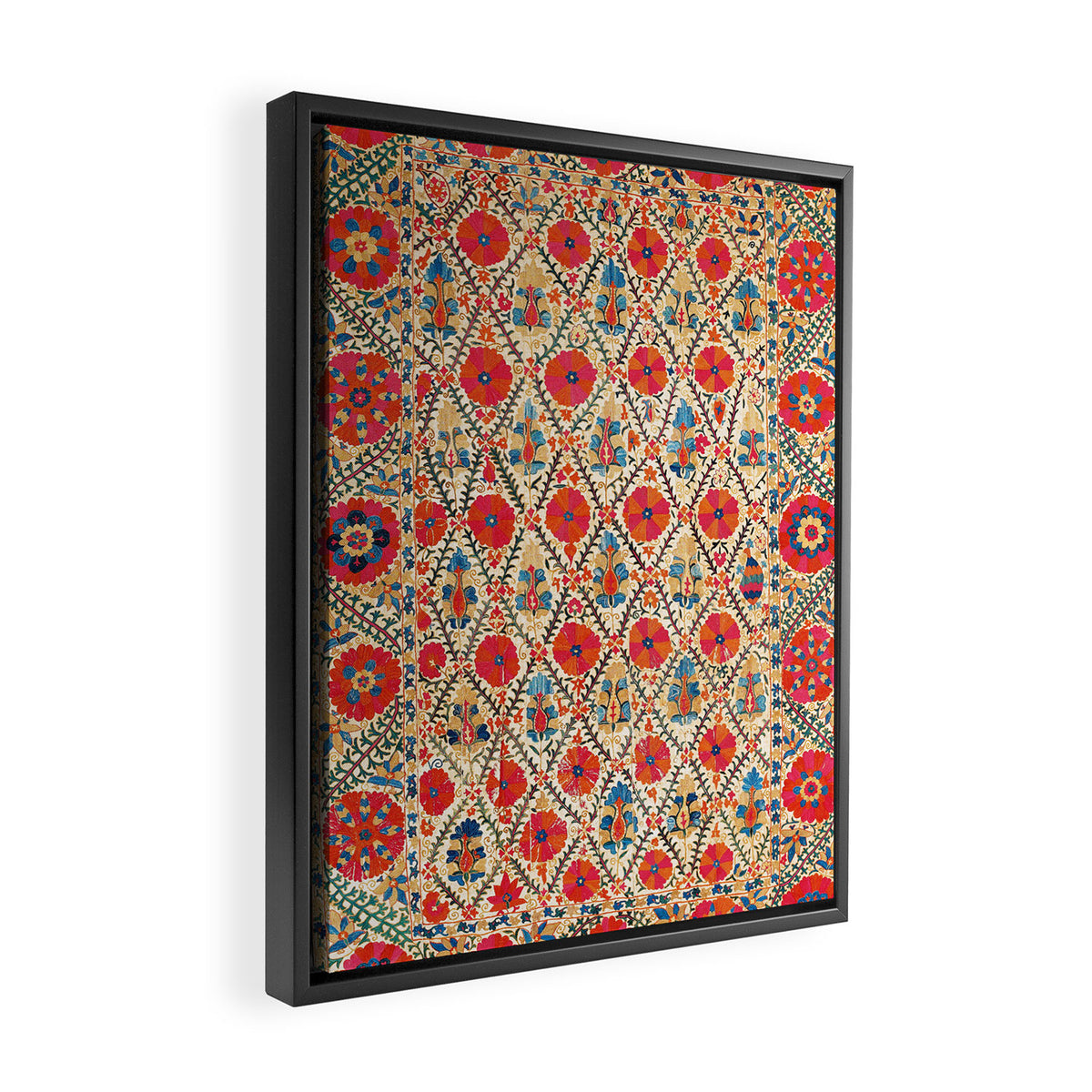 Kermina Suzani Bokhara Uzbekistan Embroidery Print Framed Canvas Print Gallery Image 2