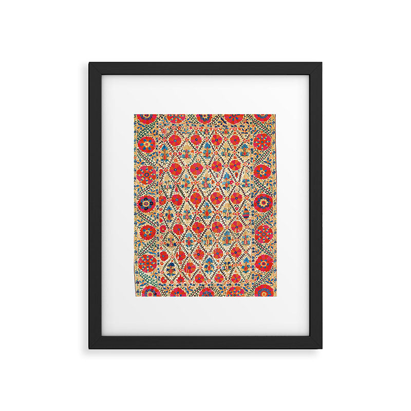 Kermina Suzani Bokhara Uzbekistan Embroidery Print Framed Art Print Gallery Image 5