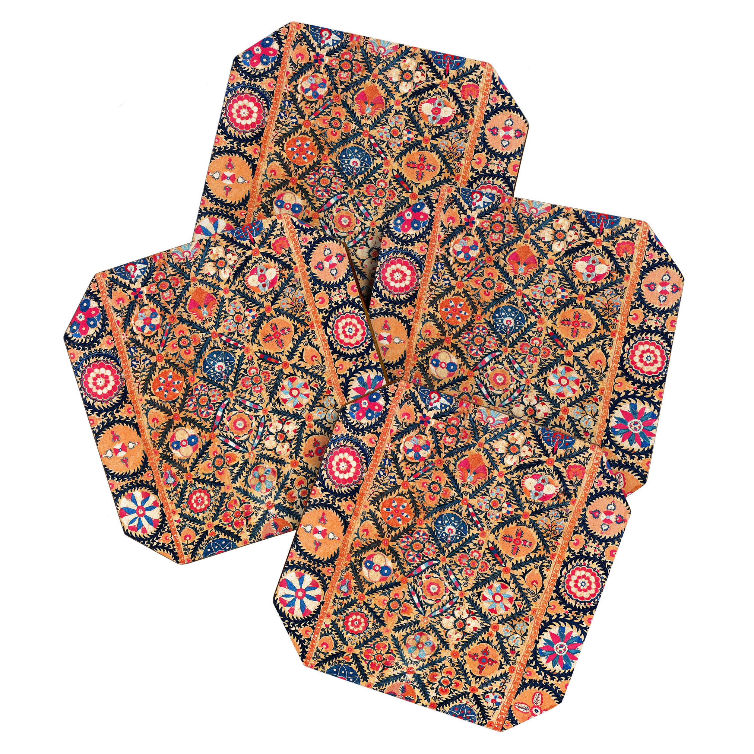 Kermina Suzani Southwest Uzbekistan Embroidery Print Coaster Gallery Image 1