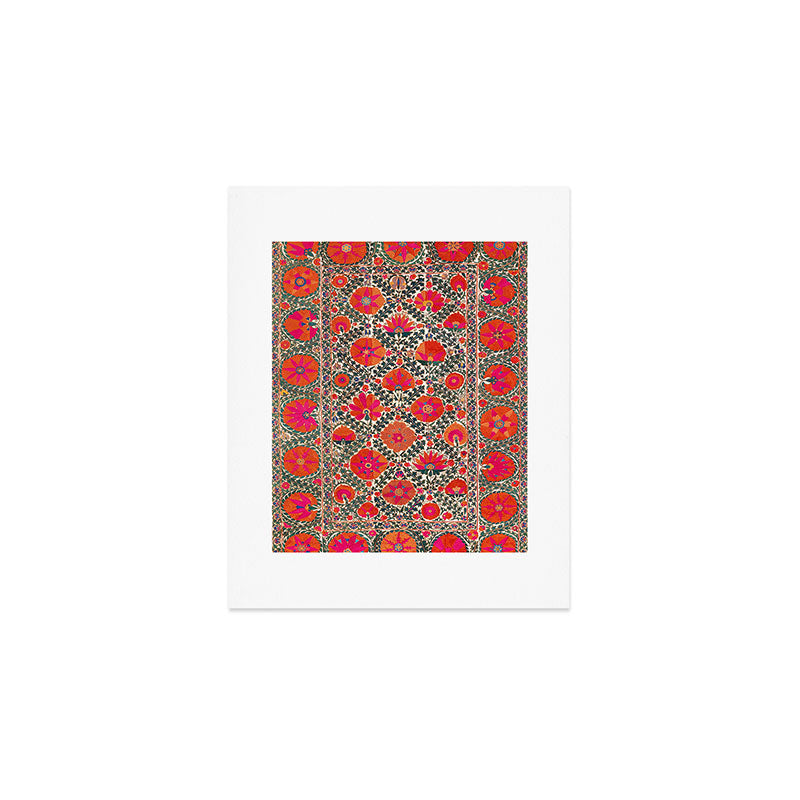 Kermina Suzani Uzbekistan Colorful Embroidery Print Art Print Gallery Image 1