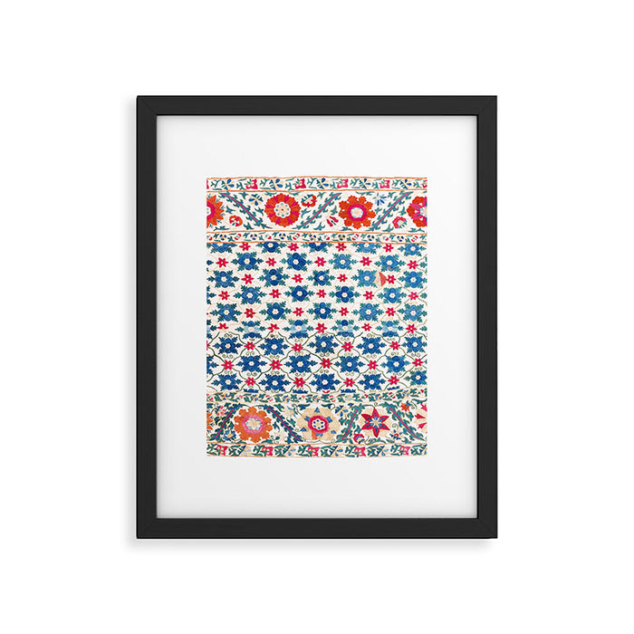 Kermina Suzani Uzbekistan Embroidery Print Framed Art Print Gallery Image 1