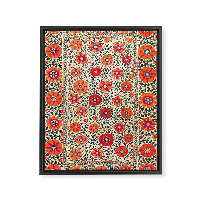 Kermina Suzani Uzbekistan Embroidery Print Framed Canvas Print Gallery Image 3