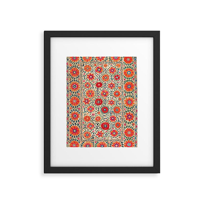 Kermina Suzani Uzbekistan Embroidery Print Framed Art Print Gallery Image 4