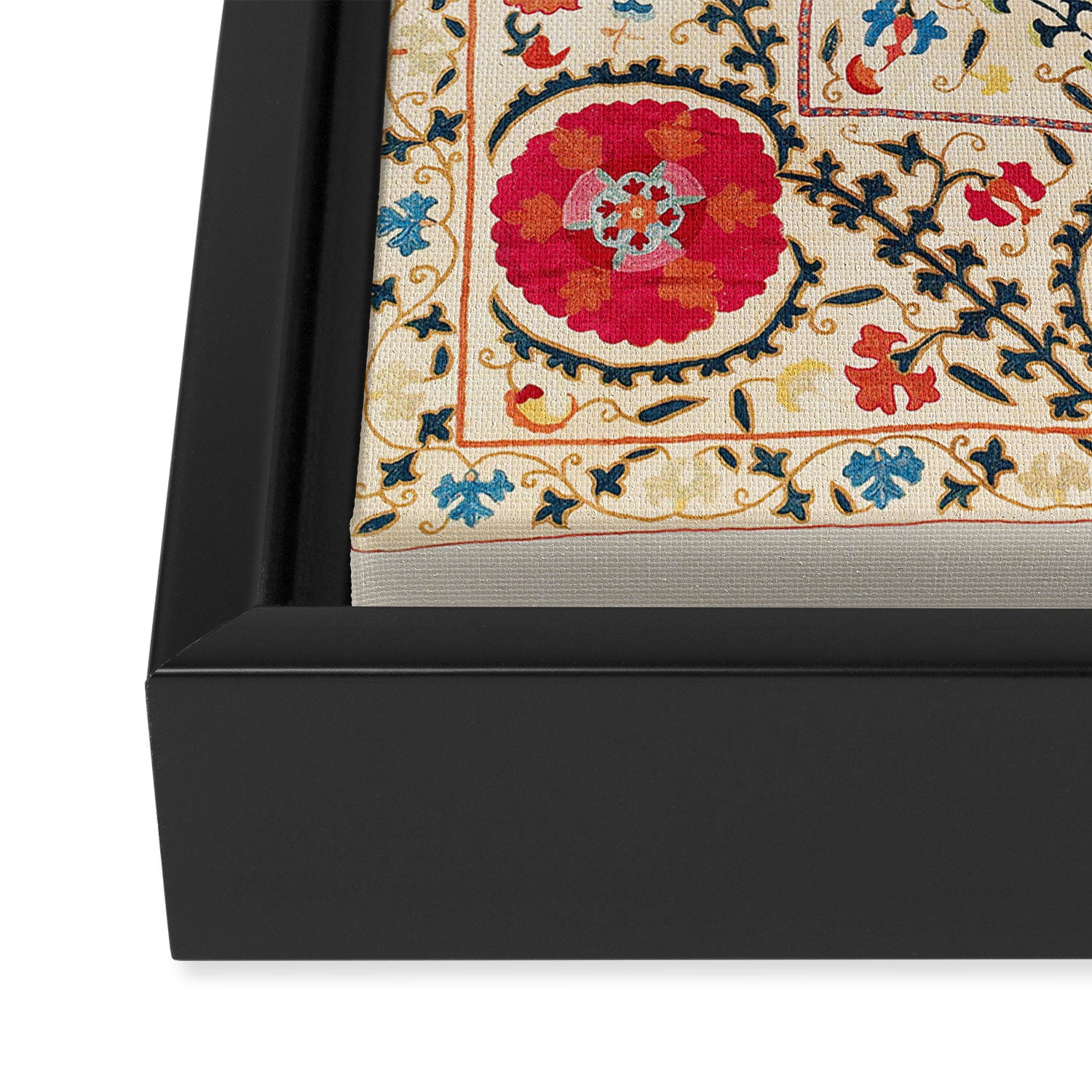 Kermina Suzani Uzbekistan Embroidery Print Framed Canvas Print Gallery Image 3