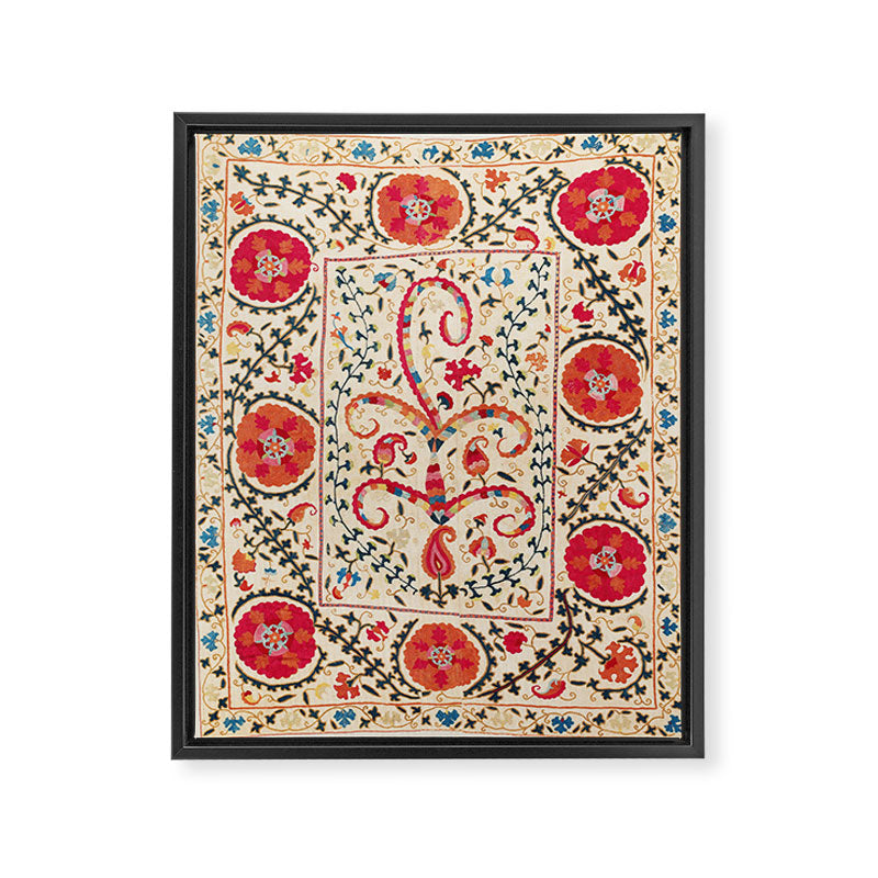 Kermina Suzani Uzbekistan Embroidery Print Framed Canvas Print Gallery Image 3